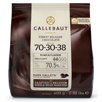 Callebaut 70-30-38 70.5% Extra-Bitter Dark Chocolate Couverture - 400g Bag